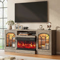VITESSE 60'' Fireplace TV Stand,3 Sided Glass Media Entertainment Center Console Table for TVs up to 70'' with Storage Drawers & Cabinets with LED Flame and Lights for Living Room