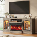 VITESSE 60'' Fireplace TV Stand,3 Sided Glass Media Entertainment Center Console Table for TVs up to 70'' with Storage Drawers & Cabinets with LED Flame and Lights for Living Room