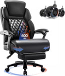 VITESSE 600lbs Big and Tall Office Chair with Foot Rest and Lifting Headrest,Large Heavy Duty Chair with Adjustable Lumber Support,Executive Office Chair,Leather Chair for Heavy People