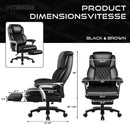 VITESSE 600lbs Big and Tall Office Chair with Foot Rest and Lifting Headrest,Large Heavy Duty Chair with Adjustable Lumber Support,Executive Office Chair,Leather Chair for Heavy People