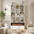 VITESSE 64.72" Modern Fireplace Bookshelf with Drawer, Tall Bookcase with 3D Realist Flame