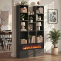 VITESSE 64.72" Modern Fireplace Bookshelf with Drawer, Tall Bookcase with 3D Realist Flame
