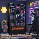 VITESSE 64.72" Modern Fireplace Bookshelf with Drawer, Tall Bookcase with 3D Realist Flame