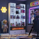 VITESSE 64.72" Modern Fireplace Bookshelf with Drawer, Tall Bookcase with 3D Realist Flame