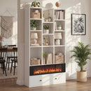 VITESSE 64.72" Modern Fireplace Bookshelf with Drawer, Tall Bookcase with 3D Realist Flame