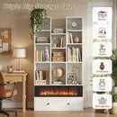 VITESSE 64.72" Modern Fireplace Bookshelf with Drawer, Tall Bookcase with 3D Realist Flame