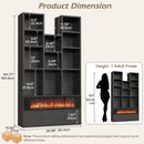 VITESSE 64.72" Modern Fireplace Bookshelf with Drawer, Tall Bookcase with 3D Realist Flame