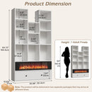 VITESSE 64.72" Modern Fireplace Bookshelf with Drawer, Tall Bookcase with 3D Realist Flame