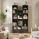 VITESSE 64.72" Modern Fireplace Bookshelf with Drawer, Tall Bookcase with 3D Realist Flame