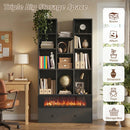 VITESSE 64.72" Modern Fireplace Bookshelf with Drawer, Tall Bookcase with 3D Realist Flame