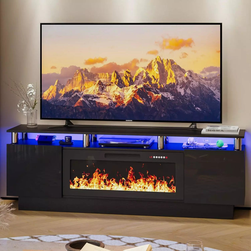 LEMBERI 70 Inches Fireplace TV Stand for TVs up to 80 Inches Console