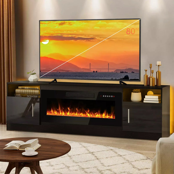 Vitesse 70 inches Fireplace TV Stand with 36 inch Fireplace Up to 80" TVs