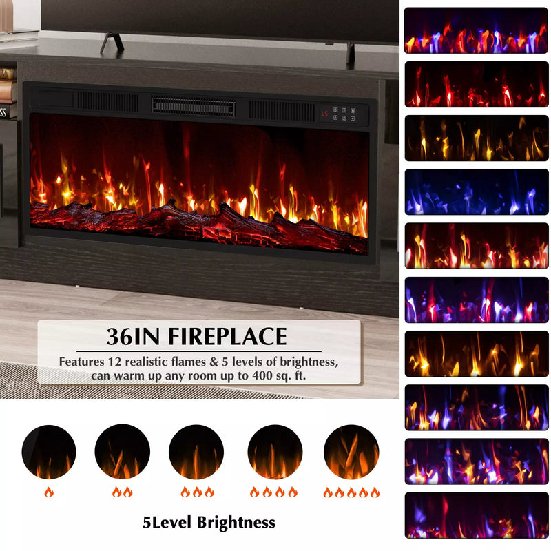 Vitesse 70 inches Fireplace TV Stand with 36 inch Fireplace Up to 80" TVs