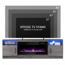 Waleaf 70 inches Fireplace TV Stand with 36 inch Fireplace Up to 80" TVs