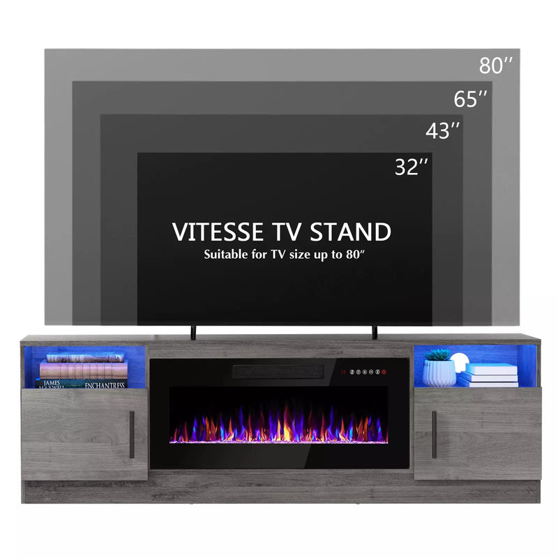 Vitesse 70 inches Fireplace TV Stand with 36 inch Fireplace Up to 80" TVs