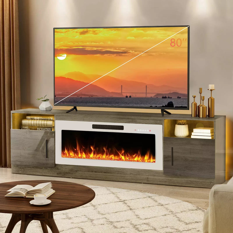 Vitesse 70 inches Fireplace TV Stand with 36 inch Fireplace Up to 80" TVs