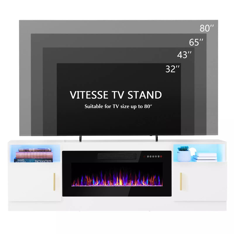 Vitesse 70 inches Fireplace TV Stand with 36 inch Fireplace Up to 80" TVs