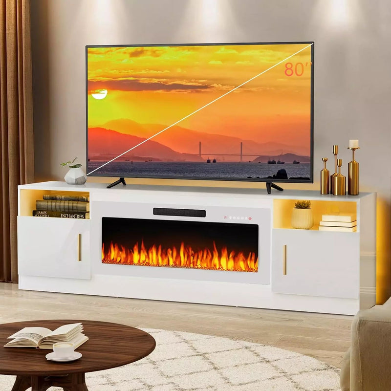 Vitesse 70 inches Fireplace TV Stand with 36 inch Fireplace Up to 80" TVs