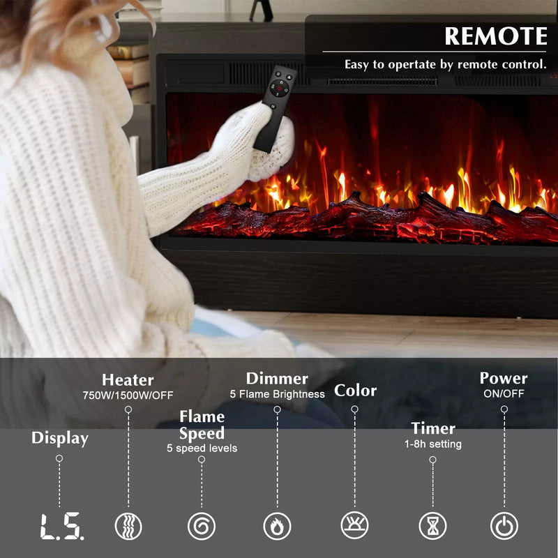 Vitesse 70 inches Fireplace TV Stand with 36 inch Fireplace Up to 80" TVs