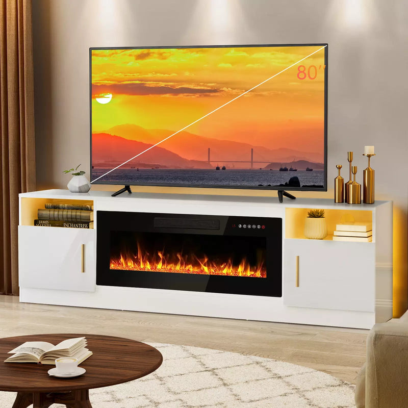 Vitesse 70 inches Fireplace TV Stand with 36 inch Fireplace Up to 80" TVs