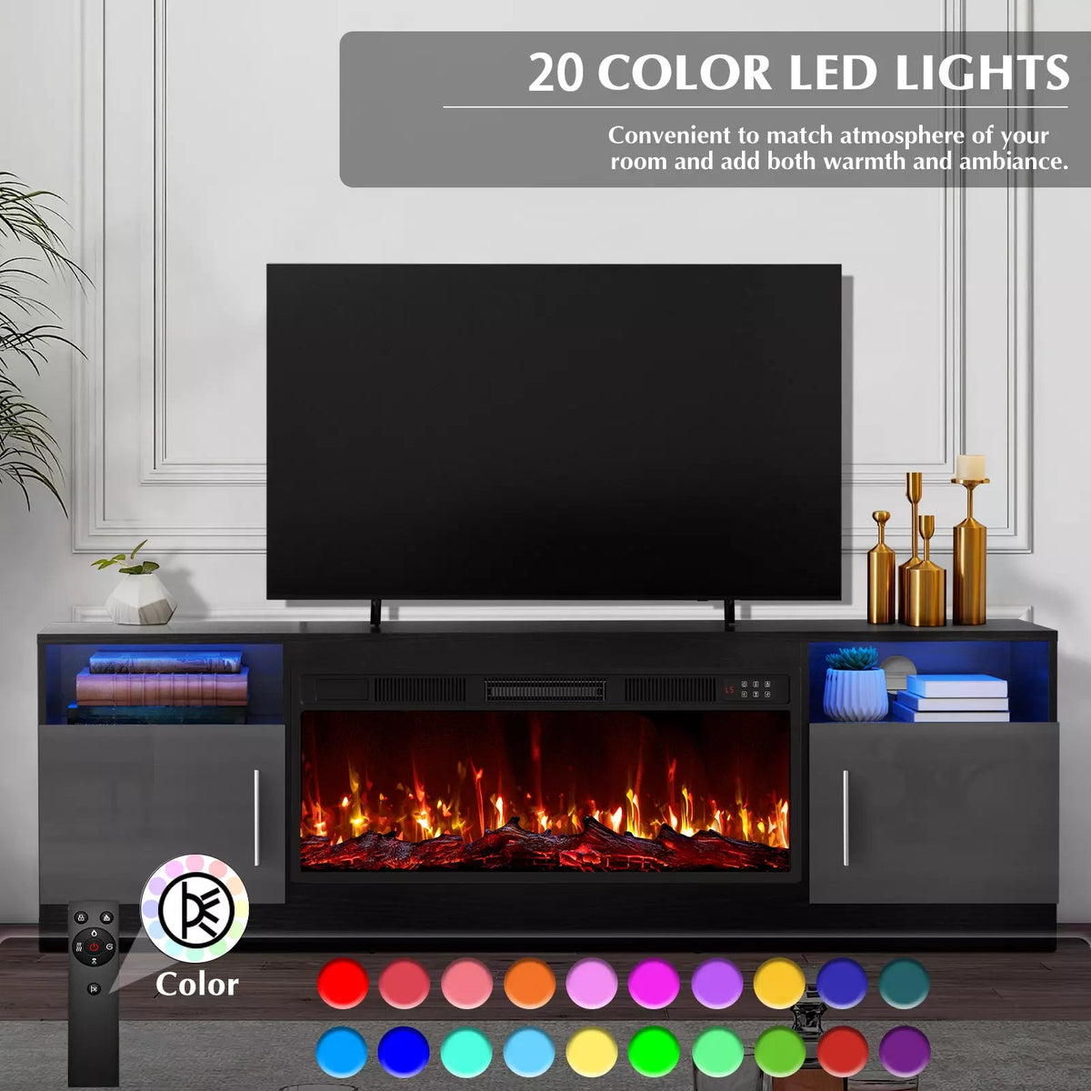 Vitesse 70 inches Fireplace TV Stand with 36 inch Fireplace Up to 80 Vitesse 70 inches Fireplace TV Stand with 36 inch Fireplace Up to 80