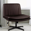 Vitesse Armless Desk Chair No Wheels,PU Leather Criss Cross Legged for Home Office