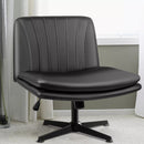 Vitesse Armless Desk Chair No Wheels,PU Leather Criss Cross Legged for Home Office