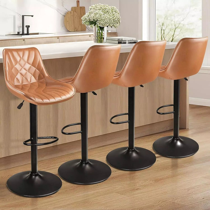 Vitesse Bar Stools Set of 2,Counter Heigh Faux Leather Adjustable Bar Stools