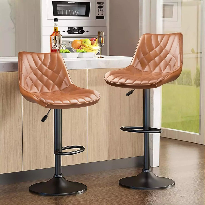 Faux Leather Swivel Bar Brown Leather Counter Height Chairs Summit