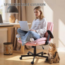 Vitesse Criss Cross Chair with Wheels,Big and Tall Office Chair,Wide Criss Cross Chair with Extra-Deep Seat Thickened & Flip-Up Arms for Office Chair,Plush Cushion,Cute,Comfy