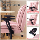 Vitesse Criss Cross Chair with Wheels,Big and Tall Office Chair,Wide Criss Cross Chair with Extra-Deep Seat Thickened & Flip-Up Arms for Office Chair,Plush Cushion,Cute,Comfy