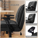 Vitesse Criss Cross Chair with Wheels,Big and Tall Office Chair,Wide Criss Cross Chair with Extra-Deep Seat Thickened & Flip-Up Arms for Office Chair,Plush Cushion,Cute,Comfy