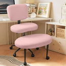 VITESSE Cross-Legged Ergonomic Chair 360° Swivel with Wheels, Adjustable Meditation Seat for ADHD, Lumbar Support, Teddy Fabric Home Office Chair