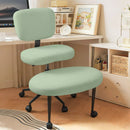 VITESSE Cross-Legged Ergonomic Chair 360° Swivel with Wheels, Adjustable Meditation Seat for ADHD, Lumbar Support, Teddy Fabric Home Office Chair