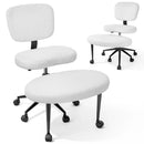VITESSE Cross-Legged Ergonomic Chair 360° Swivel with Wheels, Adjustable Meditation Seat for ADHD, Lumbar Support, Teddy Fabric Home Office Chair