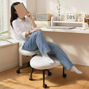 VITESSE Cross-Legged Ergonomic Chair 360° Swivel with Wheels, Adjustable Meditation Seat for ADHD, Lumbar Support, Teddy Fabric Home Office Chair