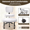 VITESSE Cross-Legged Ergonomic Chair 360° Swivel with Wheels, Adjustable Meditation Seat for ADHD, Lumbar Support, Teddy Fabric Home Office Chair