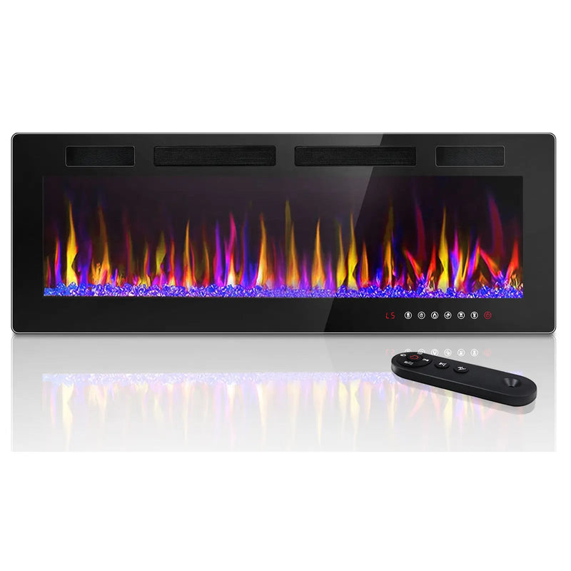 Vitesse Electric Fireplace Recessed and Wall Mounted Heater with Touch Screen Control Panel