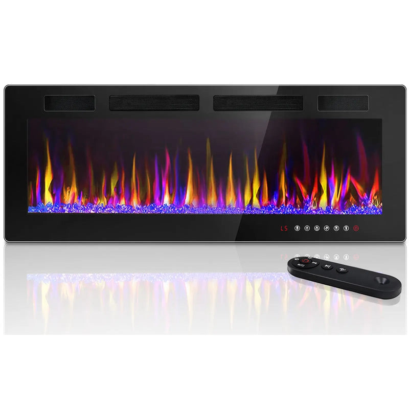 Vitesse Electric Fireplace Recessed and Wall Mounted Heater with Touch Screen Control Panel