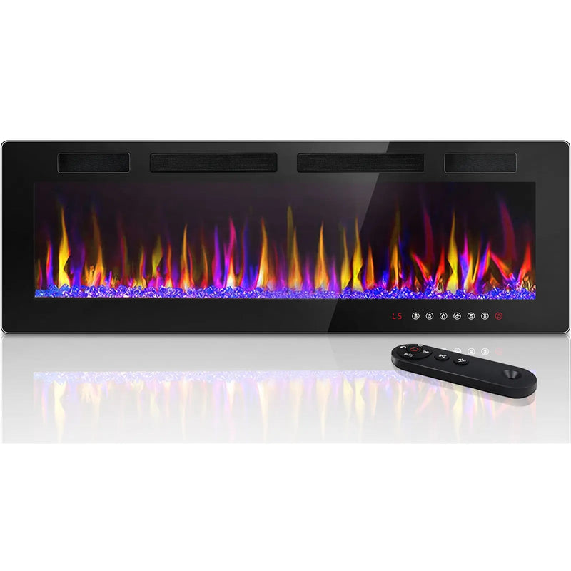 Vitesse Electric Fireplace Recessed and Wall Mounted Heater with Touch Screen Control Panel