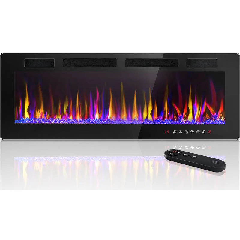 Vitesse Electric Fireplace Recessed and Wall Mounted Heater with Touch Screen Control Panel