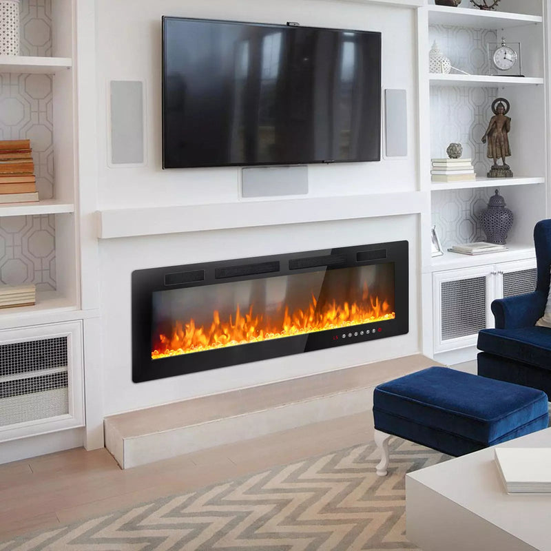 Vitesse Electric Fireplace Recessed and Wall Mounted Heater with Touch Screen Control Panel