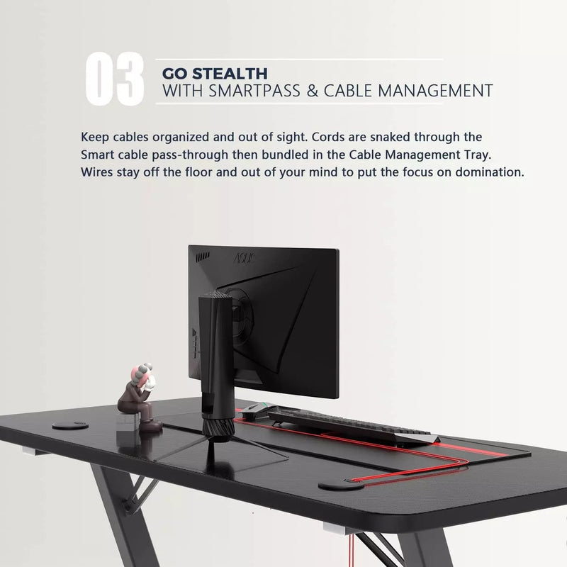 VITESSE Ergonomic Gaming Desk, Z Shaped Office PC Computer Desk with Full Desk Mouse Pad