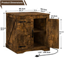 VITESSE Farmhouse End Table, 24" Large Sofa Side Table with Charging Station