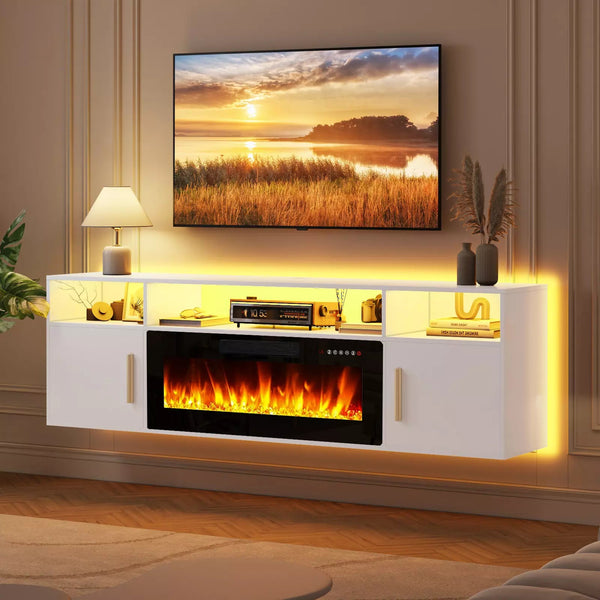 Vitesse Floating Fireplace TV Stand 70'' Wall Mounted Shelf