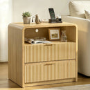 VITESSE Fluted Nightstands with Charging Station, Modern Bed Side Table with 2 Drawers