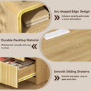 VITESSE Fluted Nightstands with Charging Station, Modern Bed Side Table with 2 Drawers