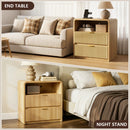 VITESSE Fluted Nightstands with Charging Station, Modern Bed Side Table with 2 Drawers