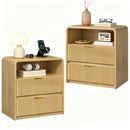 VITESSE Fluted Nightstands with Charging Station, Modern Bed Side Table with 2 Drawers
