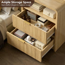 VITESSE Fluted Nightstands with Charging Station, Modern Bed Side Table with 2 Drawers